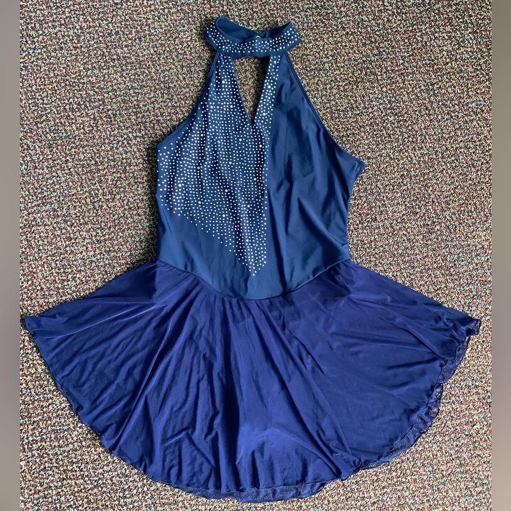 Beautiful Navy Blue Dance Leotard Figure Skating Ice Skating Dress